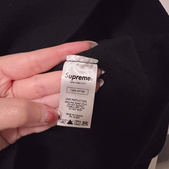 Supreme Black Hoodie Embroidered Logo Size M - Picture 3 of 9